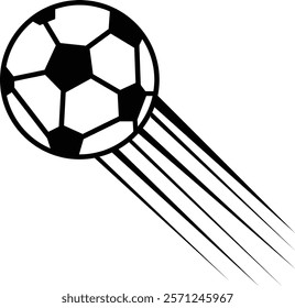 Vector Soccer Ball Icon, clipping path isolated on a transparent background with the entire depth of field, Speeding footballs represented by dynamic soccer ball design features, for mobile apps.