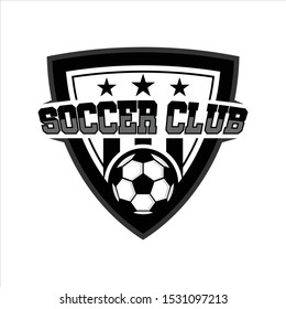 Vector soccer ball logo, style illustration for web, cellphone, logo, application and graphic design. black and white background.