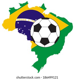 vector of soccer ball with map and flag of Brazil