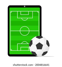 Vector of a soccer ball and mobile match for online game
