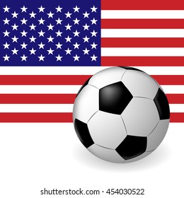 Vector soccer ball on American flag background