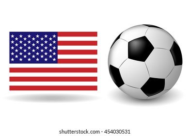 Vector soccer ball on American flag background