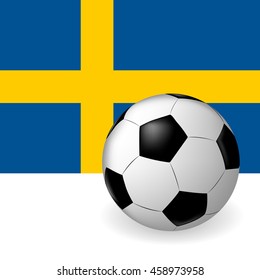 vector soccer ball on background of the flag of Sweden