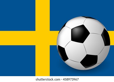 vector soccer ball on background of the flag of Sweden