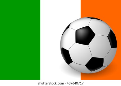 vector soccer ball on background of the flag of Ireland