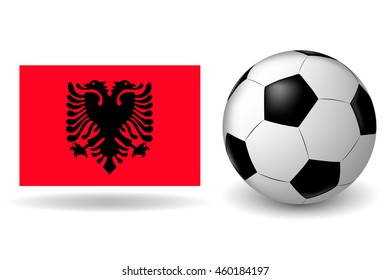 vector soccer ball on background of the flag of Albania