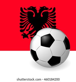 vector soccer ball on background of the flag of Albania