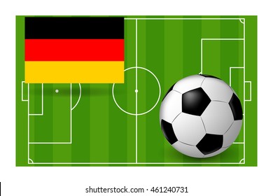 vector soccer ball on flag of Germany on soccer field