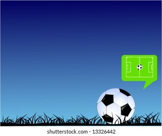 vector of a soccer ball on grass land think about its match in night