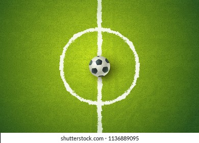 Vector soccer ball on green field. Soccer ball on green grass. Football 2018.