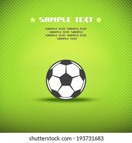 Vector soccer ball on play-field. Sport football background with text box. Illustration for print, web