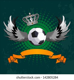 Vektor-Fußball mit Flügeln, Kronen und Elementen