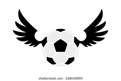 Vector soccer ball with wings. White background