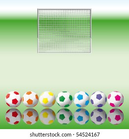 Vector Soccer balls to soccer net.