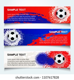 Vector Soccer banner in Russia flag color concept ( Even Soccer Banner Design )