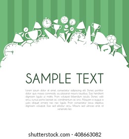 Vector soccer banner with white football composition and text frame on green background