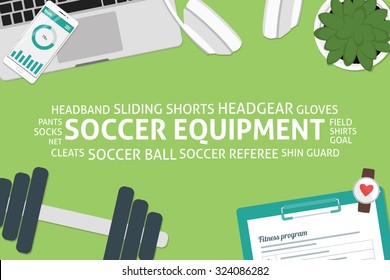 vector soccer equipment concept,template