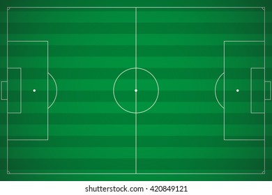Vector soccer or European football poster, banner, field with stripes background, picture