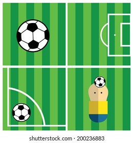 vector soccer field and soccer ball 