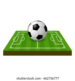 vector soccer field with grass and earth side view and ball