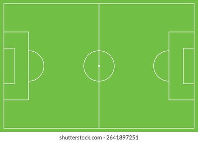 Vector soccer field with green grass
