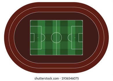 Vector soccer field with running track