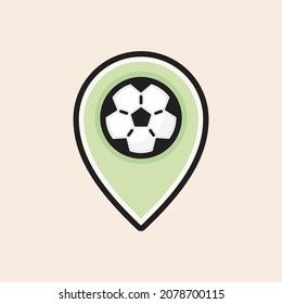 Vector Soccer - Football Locator icon with ball. Ready to use in multiple projects like websites, apps, shops, videos, games, sport equipment, marketing among others.