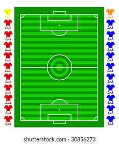 A vector soccer football tactical pitch with movable players