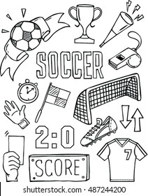 vector  soccer icon set on white