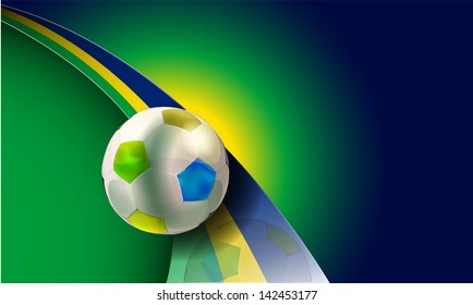 vector soccer illustration with brazil flag colors,eps10 vector, gradient mesh and transparency used,raster version available