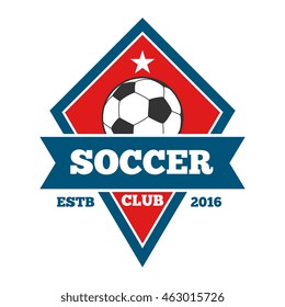 Vector soccer logo, badge, emblem template in red blue