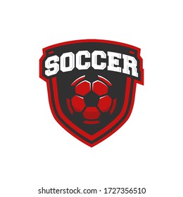 Vector Soccer logo with shield. European football logo template. Vector illustration