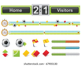 Vector soccer match timeline with scoreboard