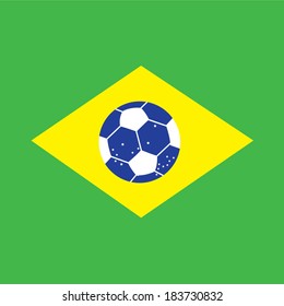 vector soccer on brazil flag