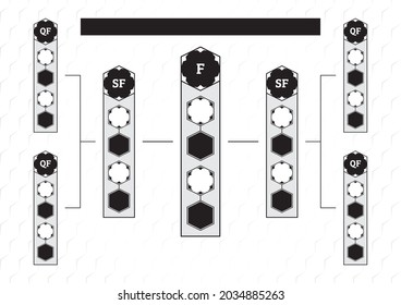 Vector soccer play off tournament draw template. Hexagons with ball pattern for team logos. Football illustration.