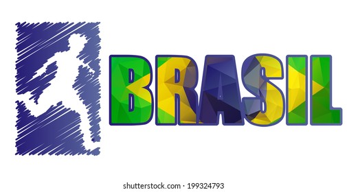 Vector - Jugador de fútbol con bandera brasileña