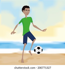 Vector Soccer Player Cartoon Illustration Editable With Background