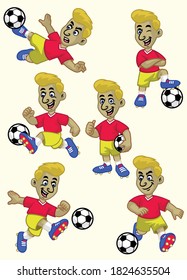 vector of soccer player cartoon set