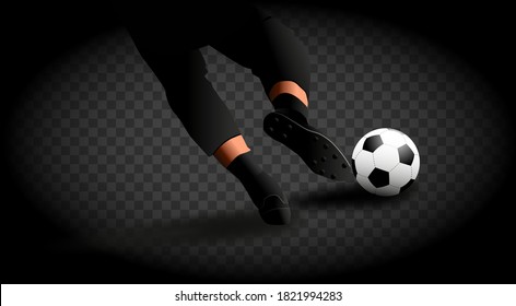 Vector soccer player kicking ball on transparent background