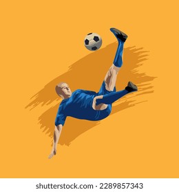 
Vector soccer player is kicking the ball