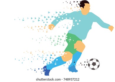 Vector - Soccer player kicks the ball. The colorful vector illustration