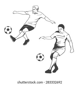 vector soccer player shooting isolated on white background