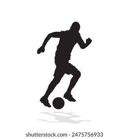 vector soccer player silhouette. player shooting