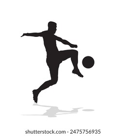 vector soccer player silhouette. player shooting