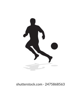 vector soccer player silhouette. player shooting