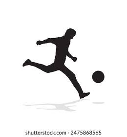 vector soccer player silhouette. player shooting