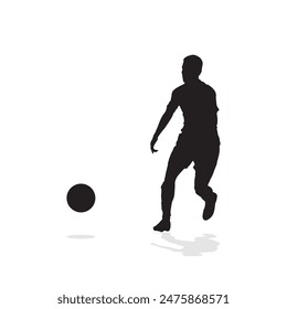 vector soccer player silhouette. player shooting