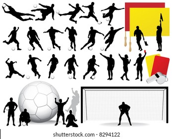 Vector Soccer Players Silhouettes (High Detail).
Easy change colors.