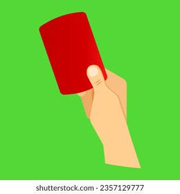 Vector of Soccer referee hand with red card (football judge hand with red card)