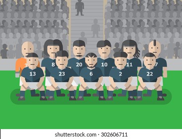 Vector soccer team player in uniform match flat graphic
